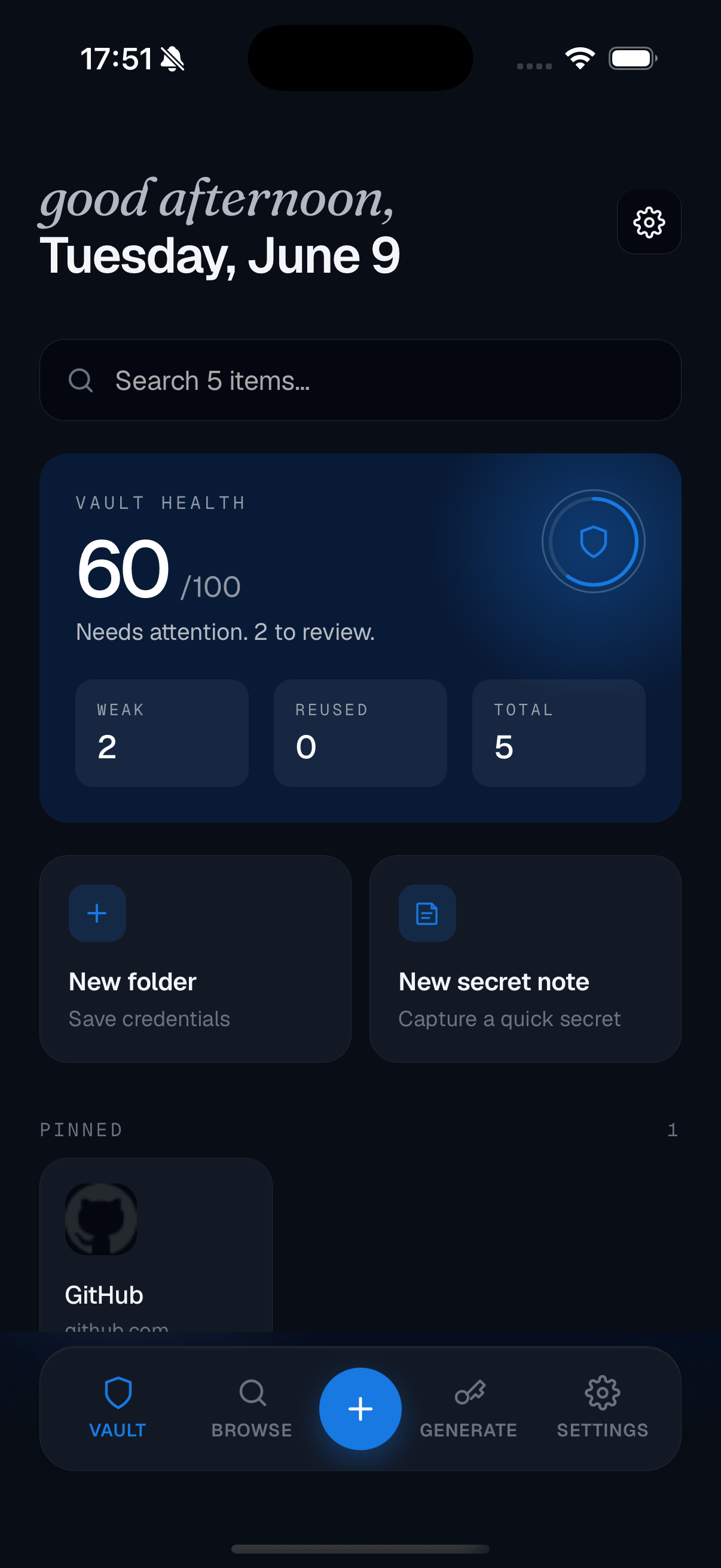 Prism on a phone home screen in dark theme.